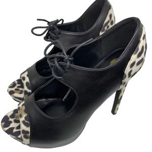 COPY - Black with leopard print strap open toe he…